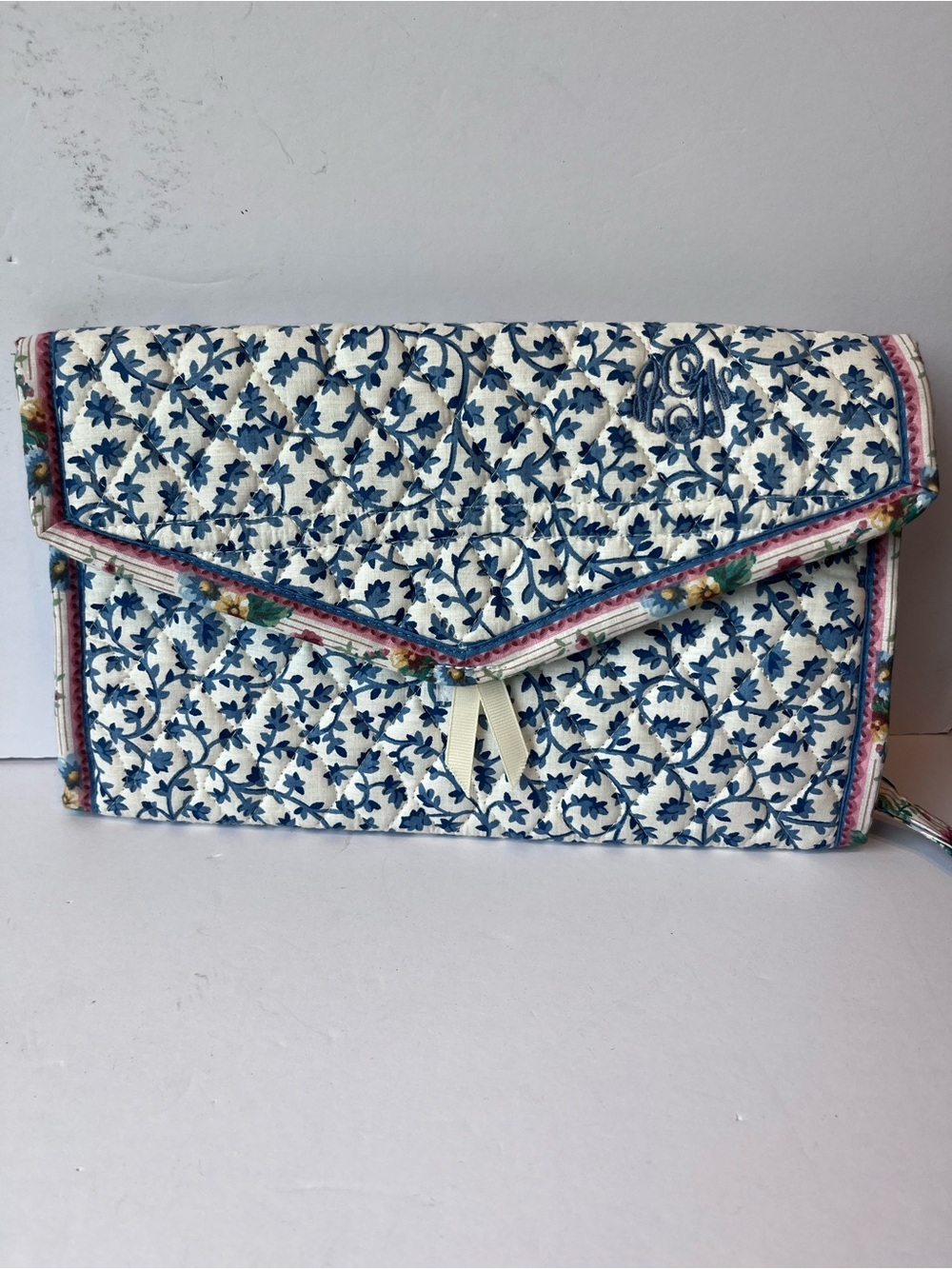 Vintage Vera Bradley Blue Floral Clutch Make Up Bag 90’s